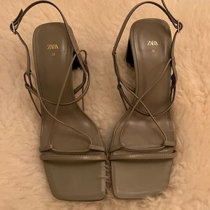 Zara Olive Green Strappy Heels